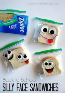 back to school silly face sandwiches